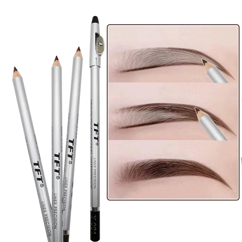 1/3 pçs lápis de sobrancelha à prova dwaterproof água profissional feminino caneta de maquiagem dos olhos cor fácil natural preto marrom cosméticos beleza sobrancelha ferramenta