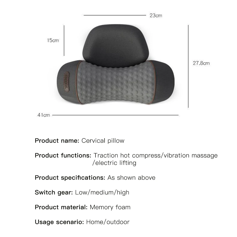 Electric Neck Massager Cervical Pillow Hot Compress Vibration Massage Neck Traction Relax Pillow Spine Support Massager Pillow