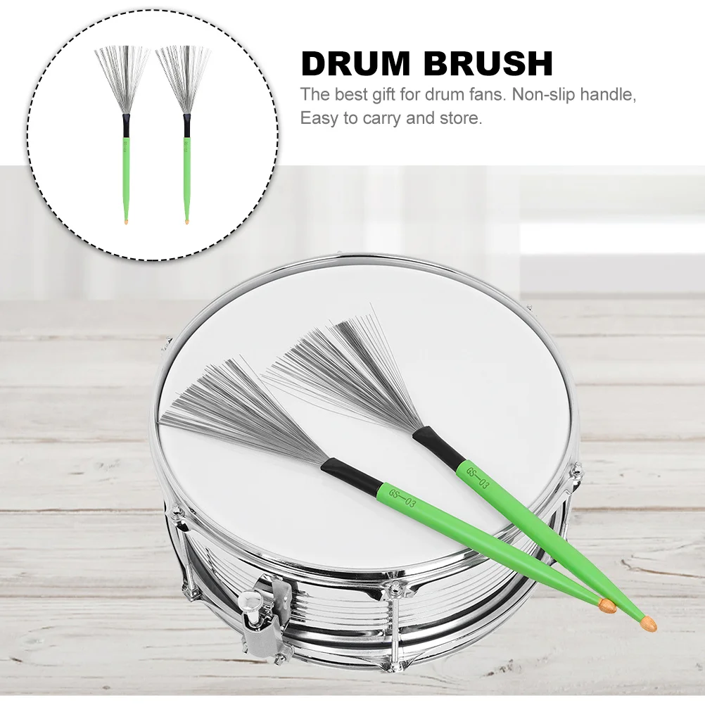 1 Pasang Sikat Kawat Baja Karbon dengan Gagang Kayu untuk Set Drum Jazz, Aksesori Instrumen Perkusi, Perlengkapan Instrumen, Sapu Drum