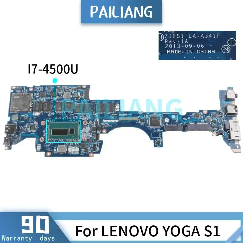 Материнская плата для ноутбука PAILIANG для LENOVO YOGA S1, модель I7-4500U 00HT133 8G DDR3, протестированная материнская плата для ноутбука, протестирована