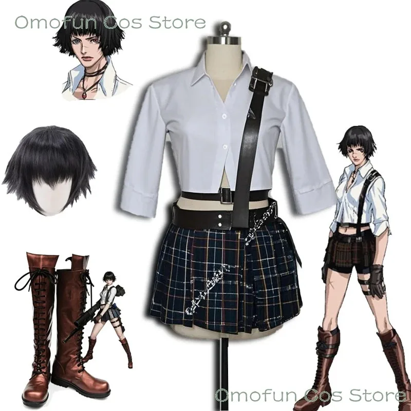 

2025 aaa DMC Lady Cosplay Boots Costume Wig Skirt Mary Ann Game Devil Hunter May Cry Women Halloween Party Anime Event Roleplay