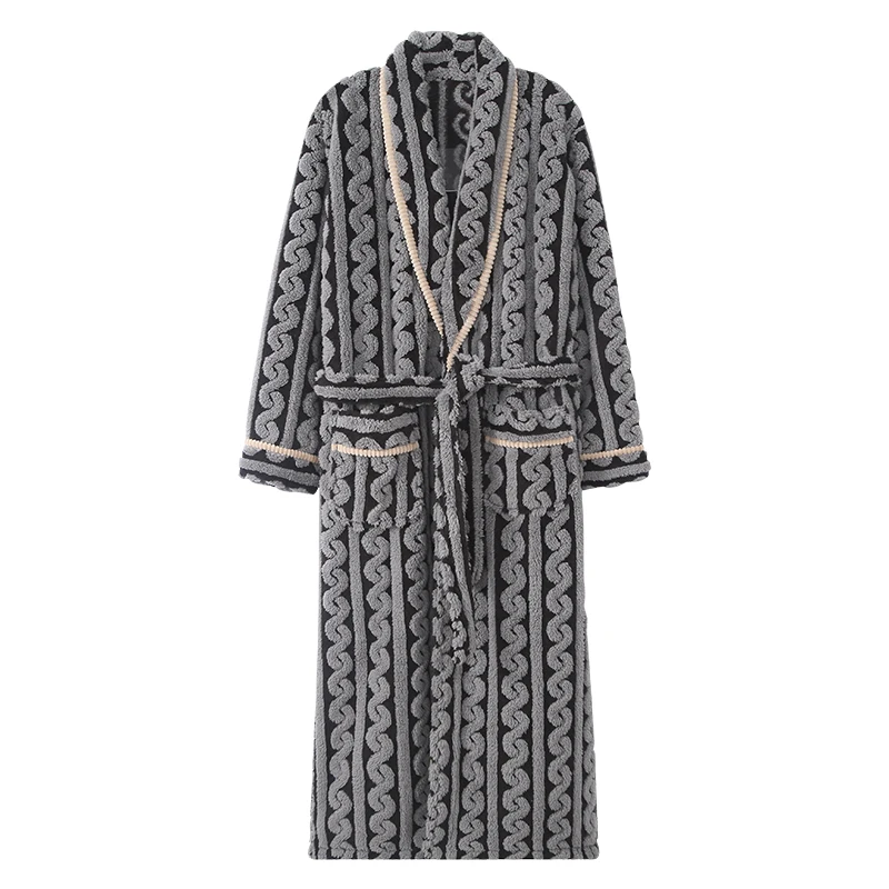 Mężczyźni bielizna nocna szata zimowa flanelowa zagęścić frotte szata mężczyzna z długim rękawem Kimono ciepły szlafrok odzież domowa Peignoir