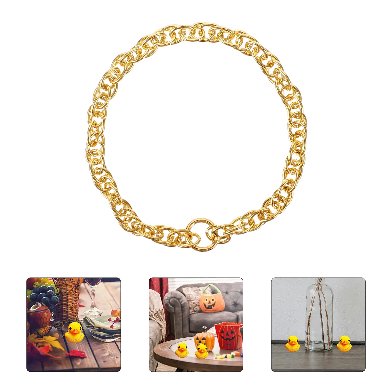 10 Uds Diy Mini muñecas decoraciones collar de cadena de moda collar de Metal de imitación cadena para modelos de pato colgante de collar metálico falso