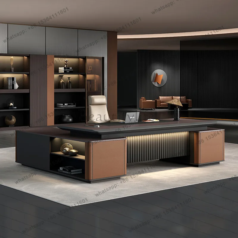 

Light luxury boss desk simple modern fashion big desk atmosphere