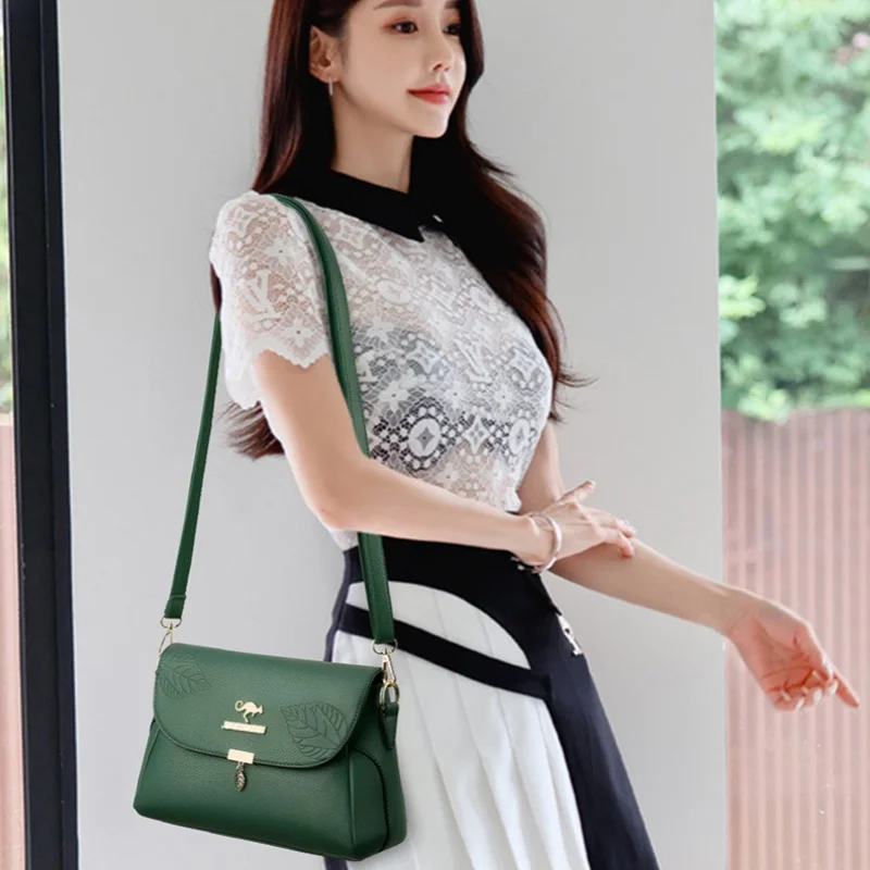 Elegant Female Crossbody Messenger Bags 2024 Soft Flap PU Spring Autumn Women Strap Shoulder Bag Handbags Purses