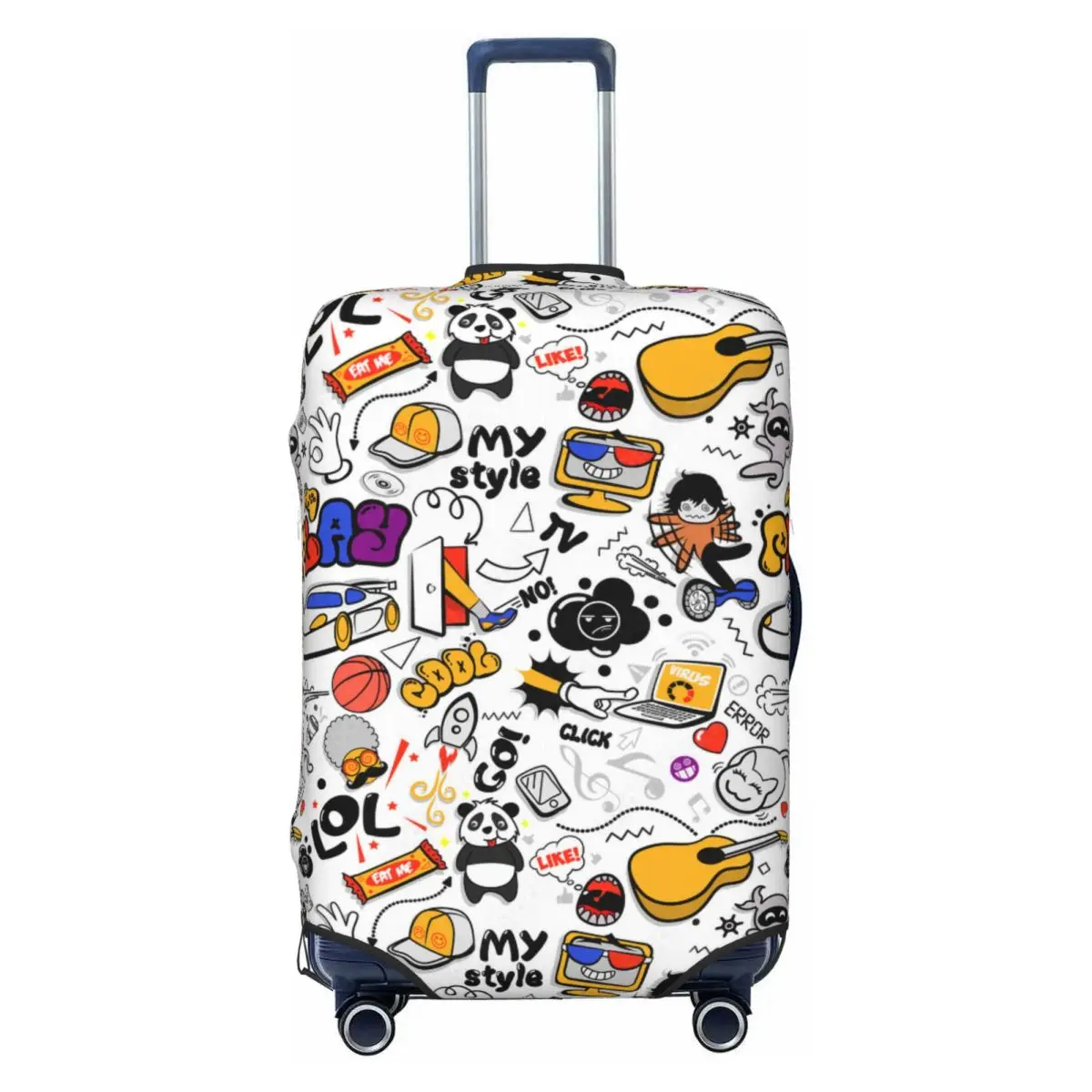 

Funny Cartoon Graffiti Style Travel Luggage Cover Washable Cool Graffiti Art Suitcase Cover Protector Fit 18-32 Inch