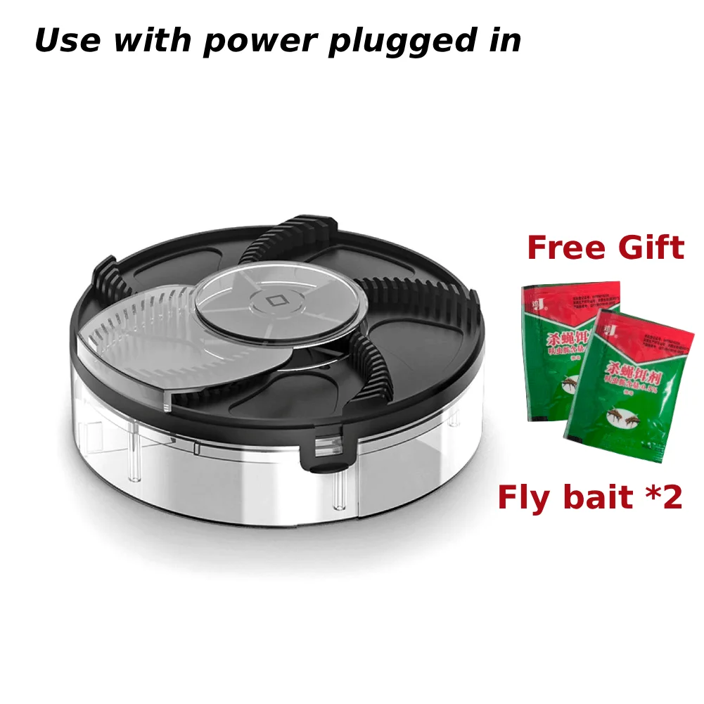 Electric Fly Trap USB Plug-In & Rechargeable Automatic Flycatcher Indoor Outdoor Safety Insect Catching Tool Rotating Repel Tool