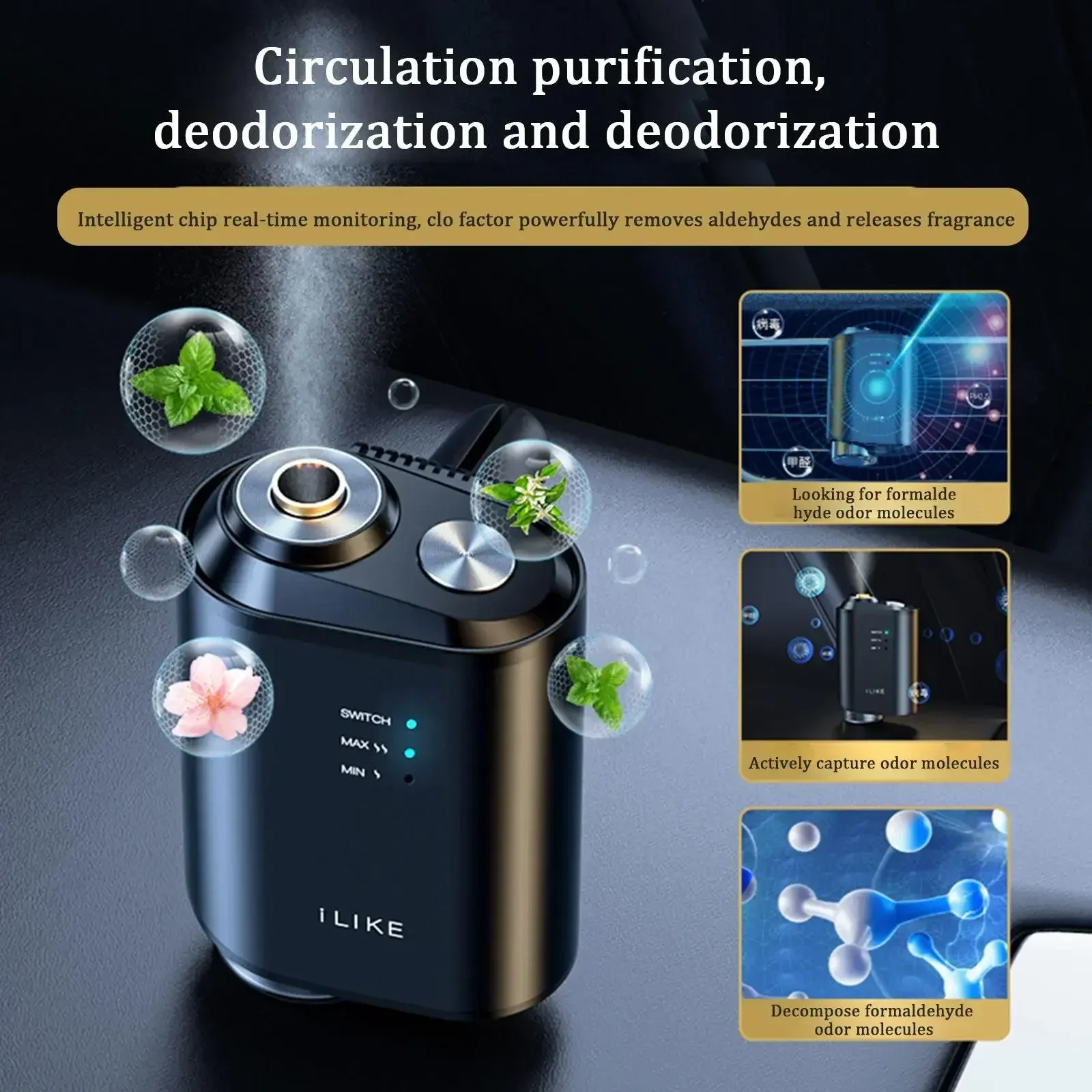 Electric Auto Air Diffuser Aroma Car Air Vent Humidifier Vent Perfume Car Clip Aromatherapy Kit Air Freshener Diffuser