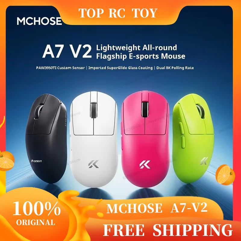 MCHOSE A7 V2 Ultra Gaming Mouse 20000FPS PAW3950Ti Super Sensor 8kHz Polling Rate Low Latency Super Glide for Computer Gaming