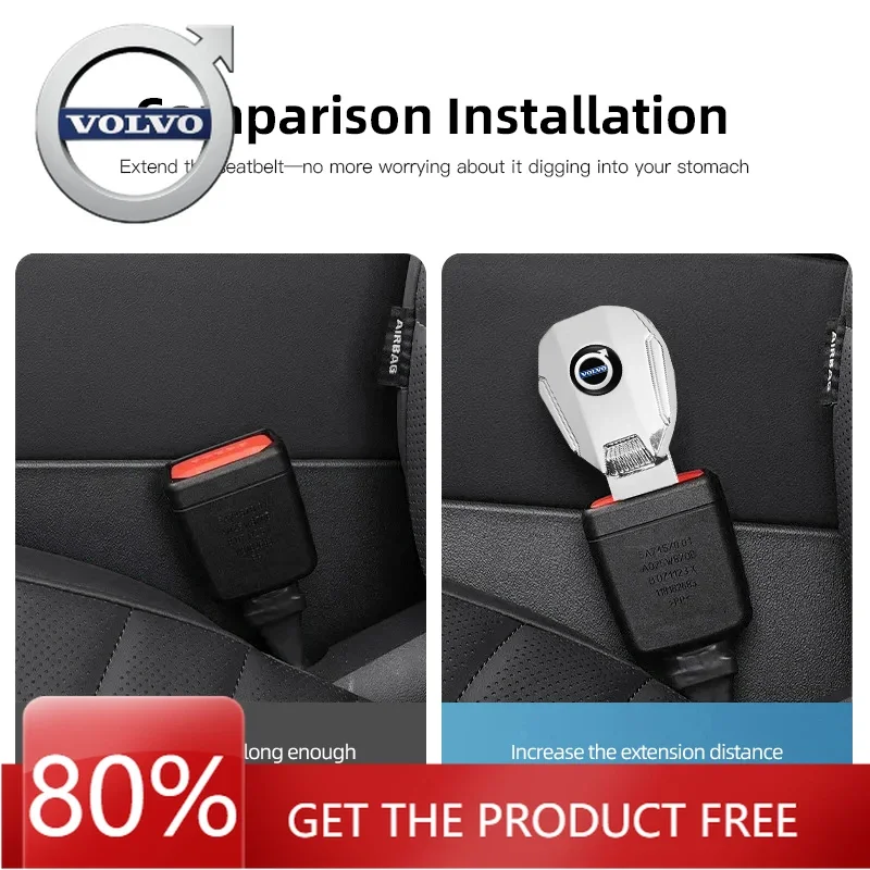 

Emblems 2026 New For Volvo Car Seat Belt Clip Extender Safety Seatbelt Extension Plug Auto Accessorie For Volvo Rdesign V60 V40