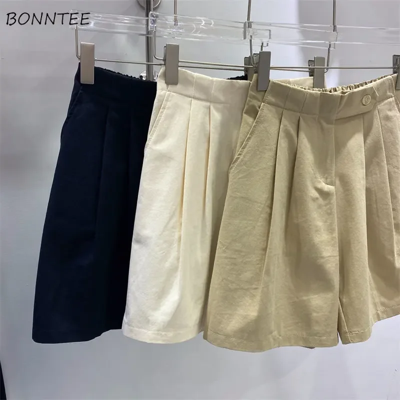 Shorts Women Solid Lady Summer Hot Sale Stylish New Arrival Simple Streetwear Korean Hipster All-match Leisure Baggy Design Cozy