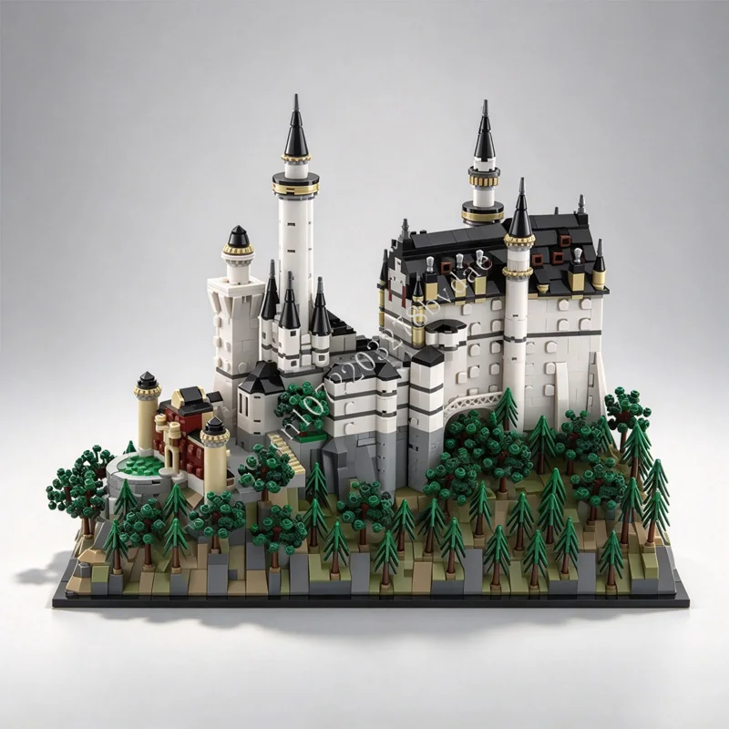 4566PCS MOC Medieval Castle Building Block Model Neuschwanstein Castle Technical Brick DIY Assembly Toys For adult Holiday Gifts