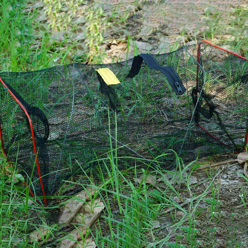 

1pc Foldable Crab Shrimp Catching Net Portable Fishing Trap Durable Nylon Mesh Metal Crawfish Equipment Lobster Nets