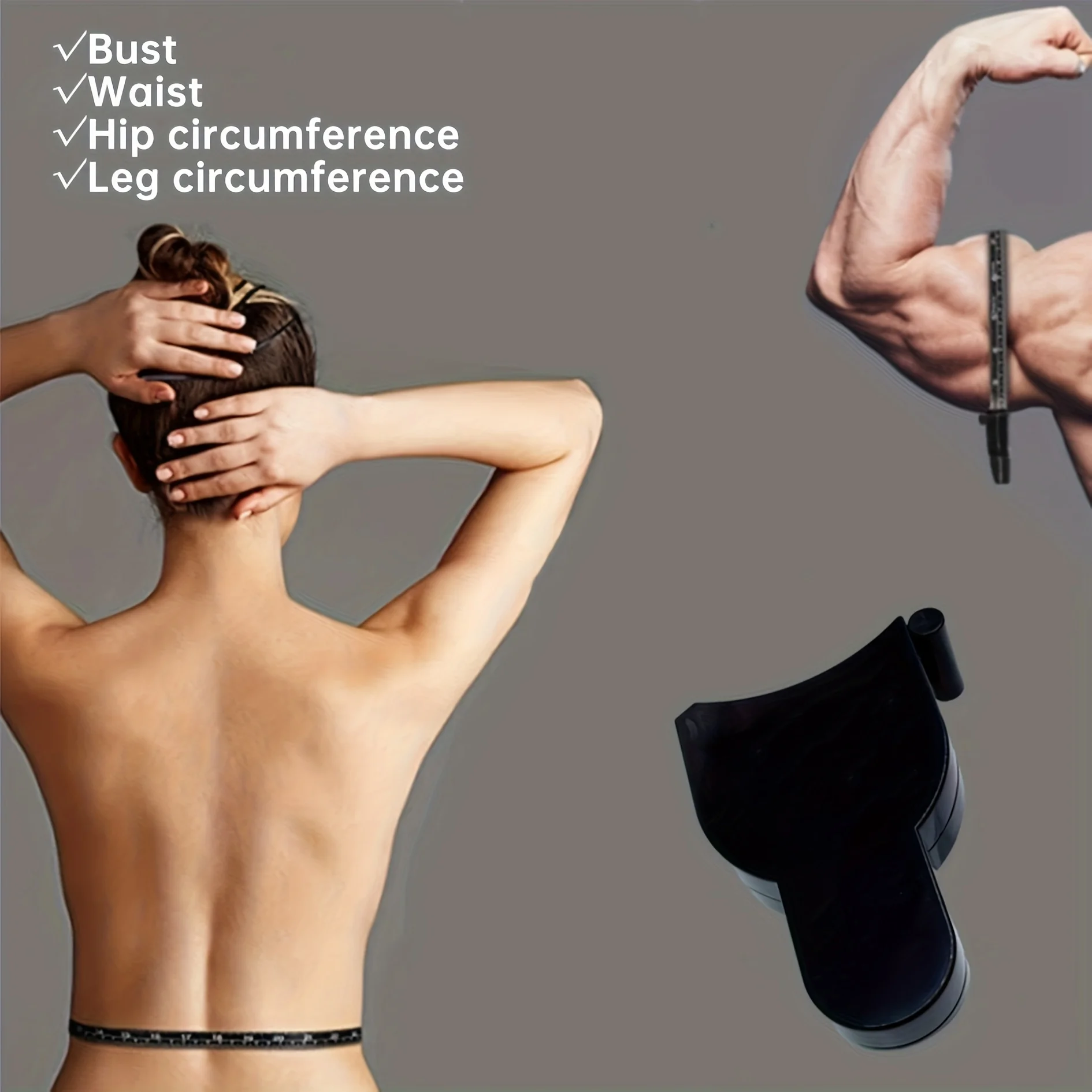 1 Set Body Fat Measuring Device and Waist Tape Combination-Handheld Fat Meter and Tape Measure,Portable Fitness Measurement Too