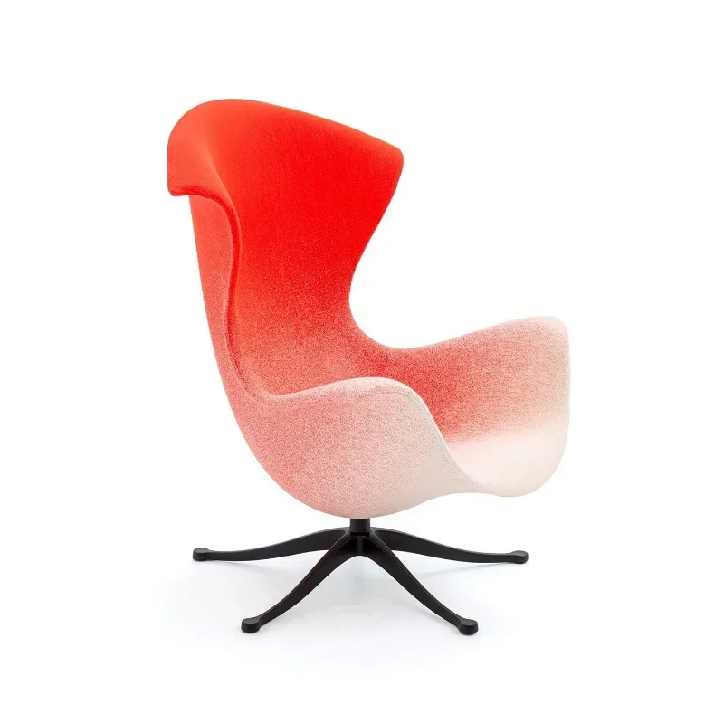 Italian minimalist special-shaped office small apartment living room fiberglass rotating gradual change color single chair