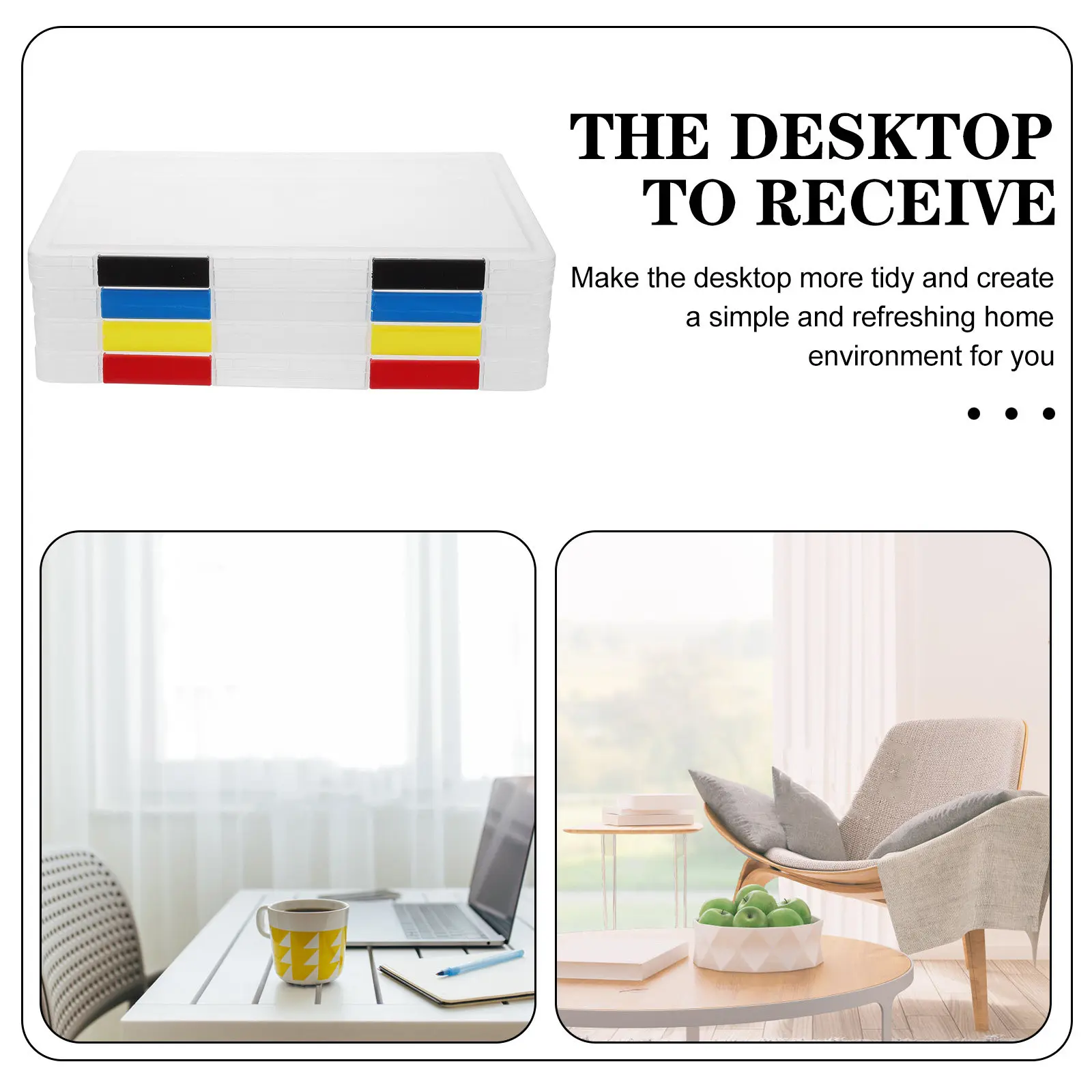 4Pcs Sturdy Transparent File Box Quick-View Document Storage Container for Office Files Magazines Contracts A4 File Organizer