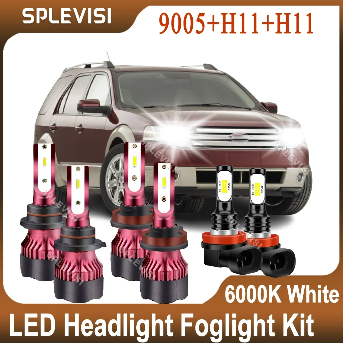 

LED Headlight Foglight Compatible For Ford Taurus X Taurus 2008 2009 Pure White 9005/HB3 High H11 Low Beam H11 Foglight