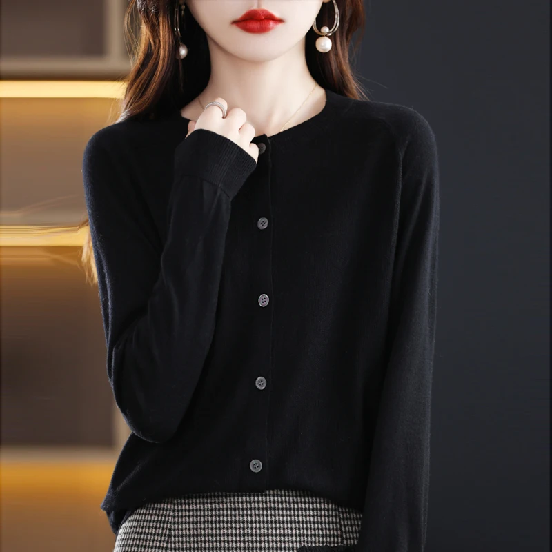 New Fashion Autumn Cashmere Cardigan Women O-neck Cardigan Cashmere Sweater 2023 Women
