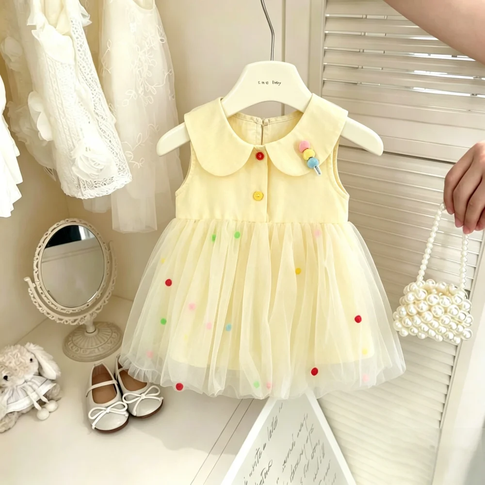 Baby Girls' Dress Summer Wave Point Princess Cute Sleeveless Girls' Dress Sweet Beach Baby Dress Baby Girl Clothing