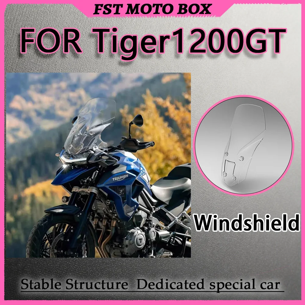 FOR Tiger1200GT Heightened Windscreen Curved Flow-Guiding Design Motorcycle Screen Reduces Wind Noise on Helmet High-Speed