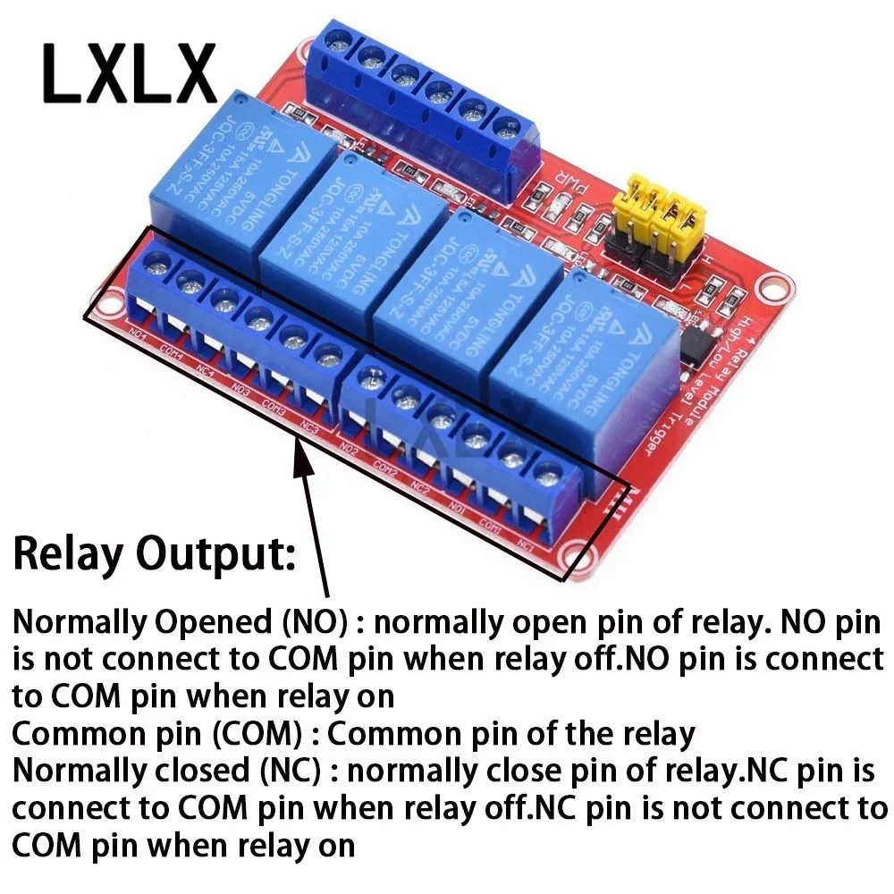 2-10PCS 4 Channel 5V/12V/24V Relay Module with Optocoupler High/low Level Trigger Expansion Board for Raspberry Pi Arduino