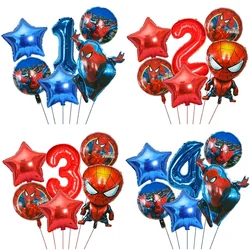 6 sztuk Marvel Super Hero Spiderman zestaw balonów foliowych dekoracja urodzinowa dla dzieci Baby Shower nadmuchiwane chłopcy zabawki Globos