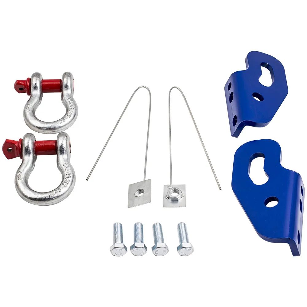 Tow Points for Nissan Patrol GU Series 3 4 5 10mm plate Steel Blue W/Shackles