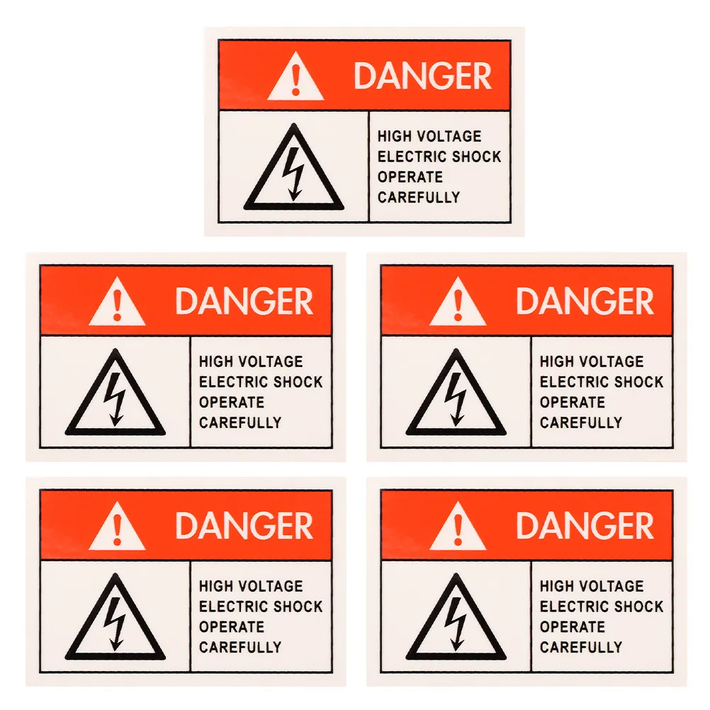 5pcs Oil-Resistant Electrical Warning Stickers – Anti-Shock Safety Labels for Factories & Electrical Rooms