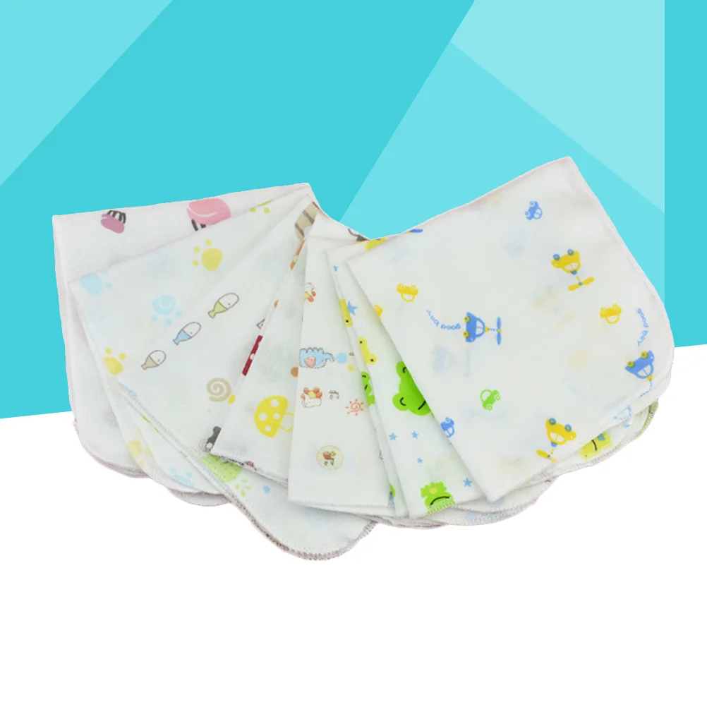 Cotton Drool Bibs Absorbent Double-layer Drool Bibs One Sided Printed Gauze Towel for Infant 30x30cm(Random Color)