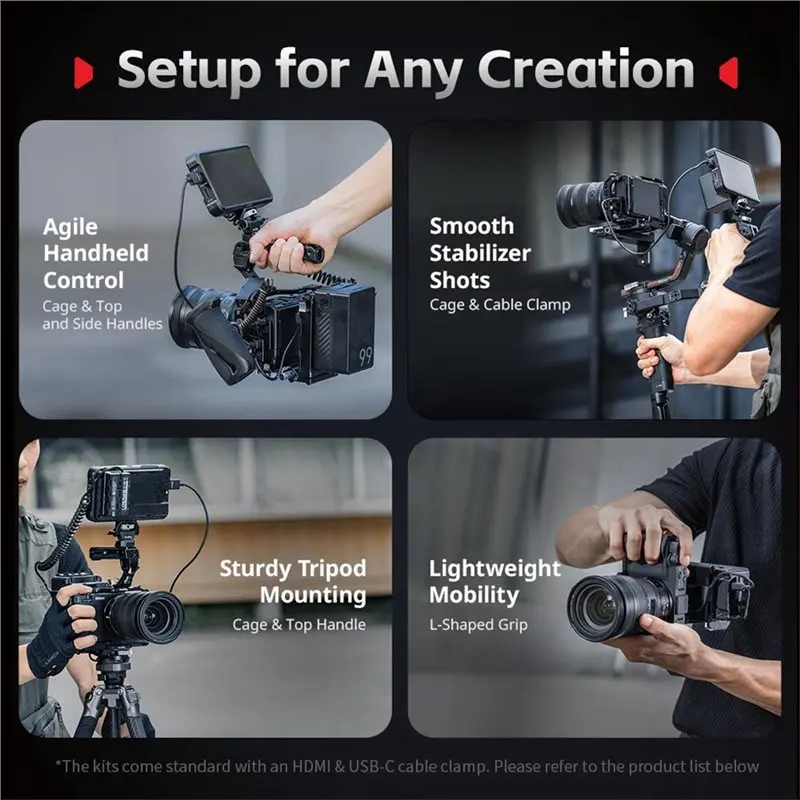 SQPP-ZR Camera Cage For Nikon ZR With Cable Clamp, Silicone Top Handle- Designed For DJI RS Gimbals Stabilizers 5467