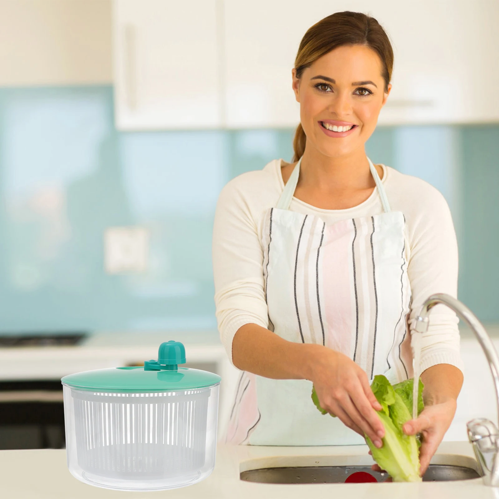 

2.5L Vegetable Dryer Fruit Washing Basket Manual Salad Water Drainer Kitchen Drying Tool Plastic Storage Baskets Detachable