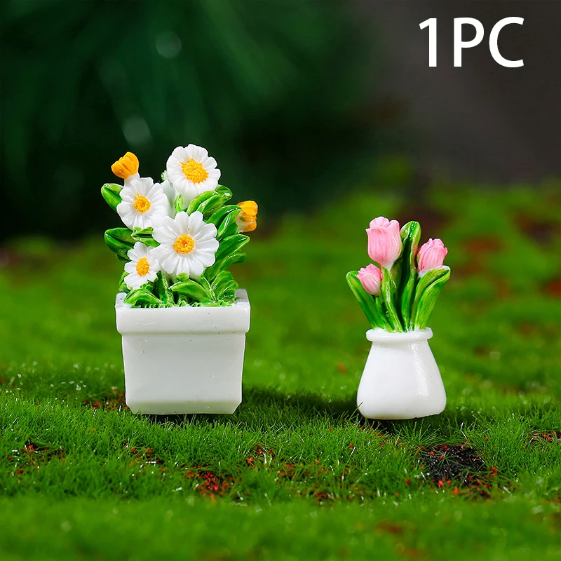 

1PC Simulation Potted Plants New Dollhouse Mini Flowerpot Potted For Green Plant In Pot Doll House Furniture Home Decor