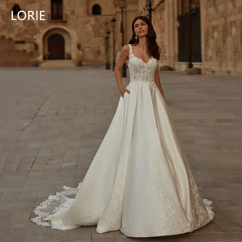 

LORIE Lace A-line Apllique Wedding Dress Sleeveless Bridal Gowns Spaghetti Strapless Backless Wedding Gown Customized 2025