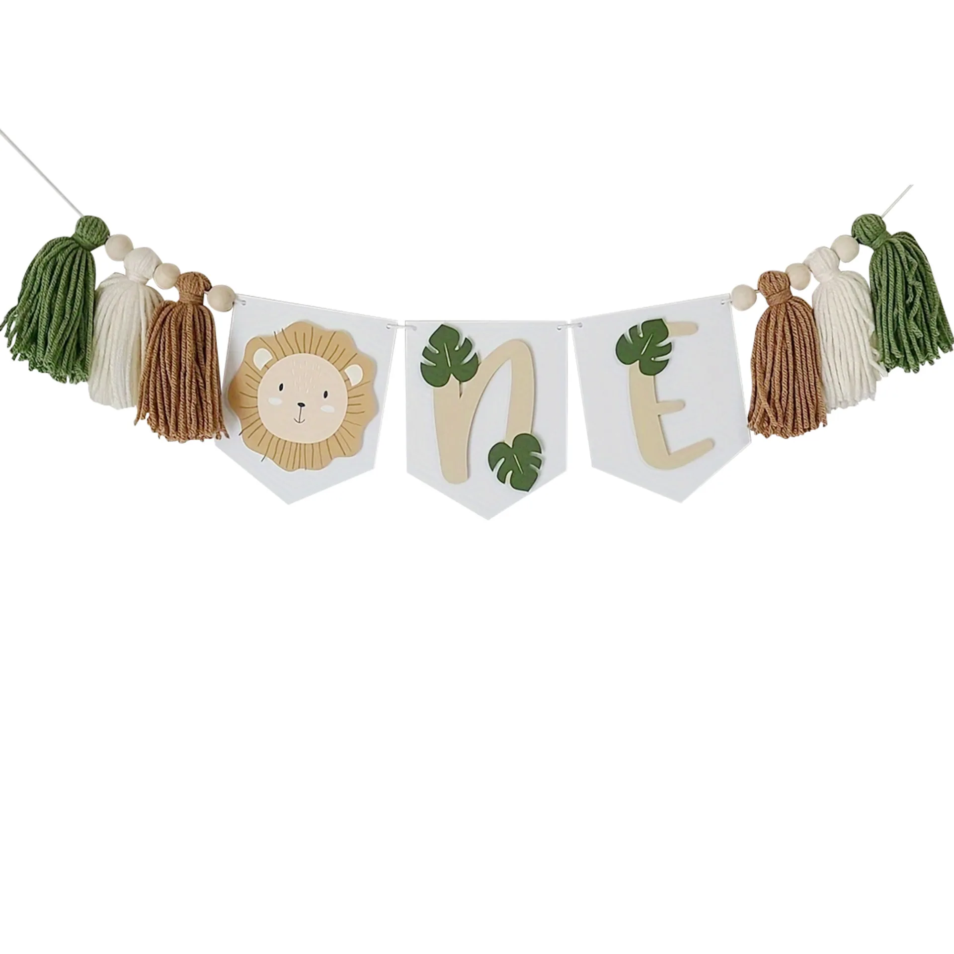 ins-1st-kids-jungle-animal-День-рождения-Стульчик-для-кормления-Баннер-Нетканый-Лев-Корона-Зоопарк-Животное-Вечеринка-Тянуть-Флаг