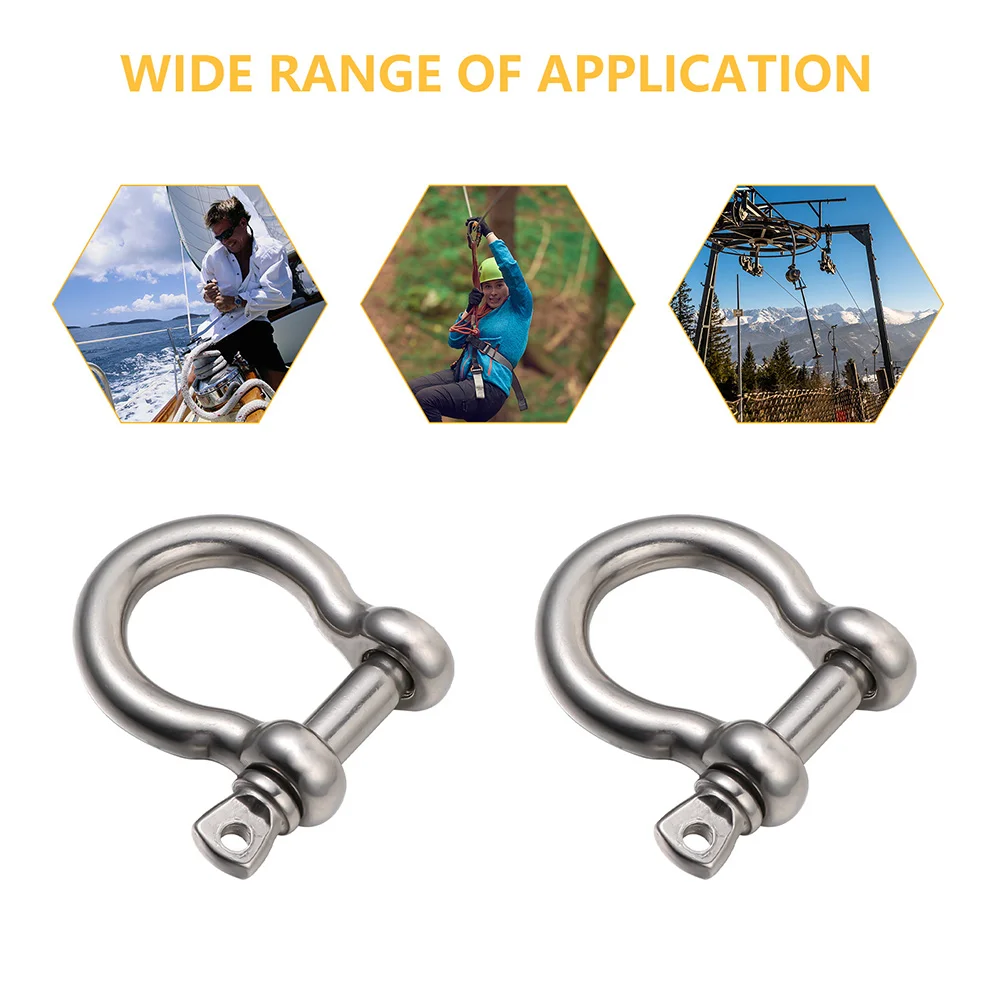 

8pcs Stainless Steel Shackle D-Shaped Shackle Corrosion Resistant High Strength Towing Winch Lifting Shackles Horseshoe Shaped