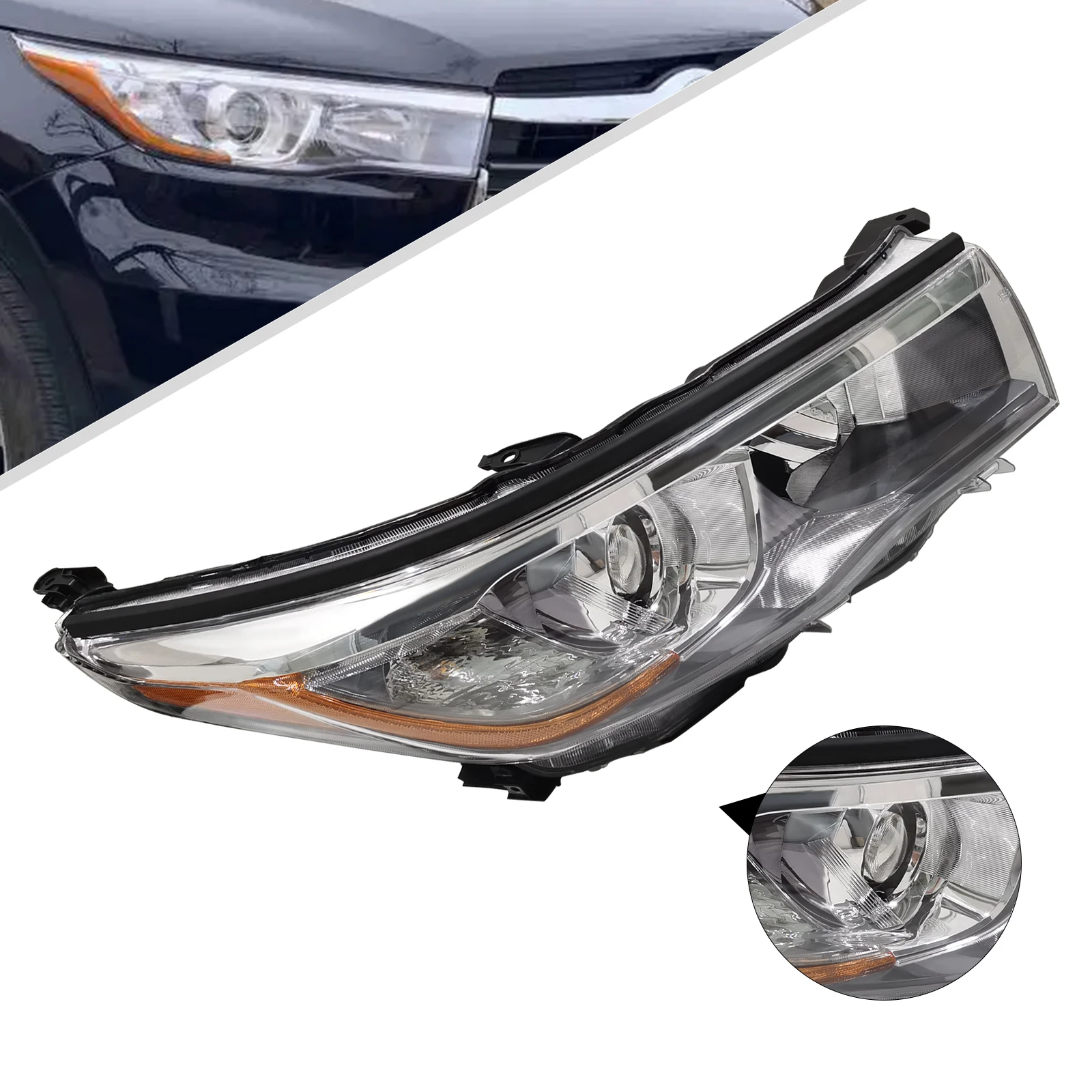 Halogen Headlight Right Passenger Side Headlamp Fits Toyota Highlander LE XLE 2014-2016