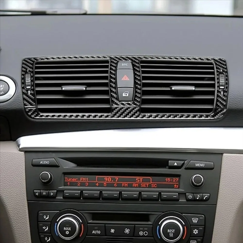 

Fibra carbono firme para BMW Serie 1 E87 E81 E82 2008-2013 cubierta salida ventilación aire Control Central acces