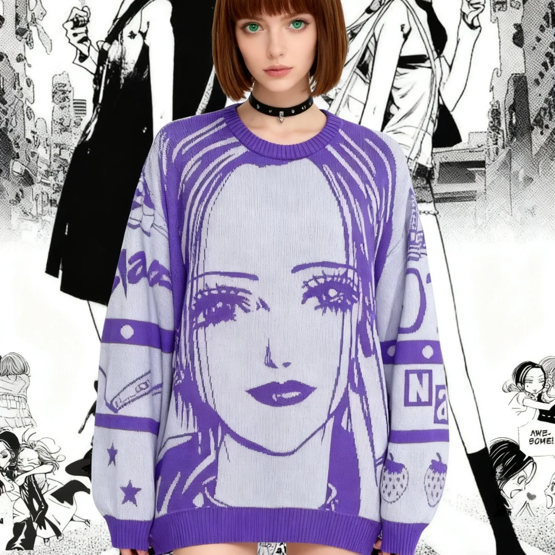 

Y2K Unisex Hip Hop Gothic Knit Sweater for Autumn Winter Ins Trend New Knitwear Fashion Enthusiasts