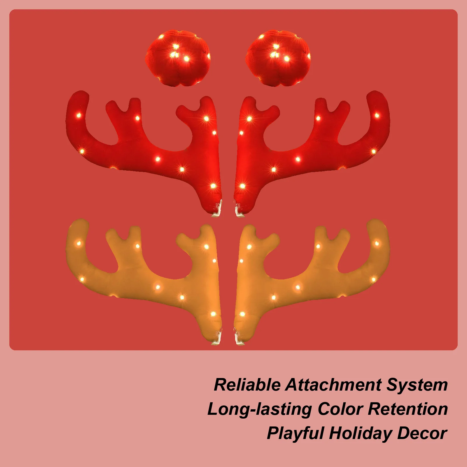 

Reindeer Antlers For Cars Cute Auto Exterior Light Up Antler Set Reindeer Kit Roofs Tops Decoration For Van SUV Shopping Mall