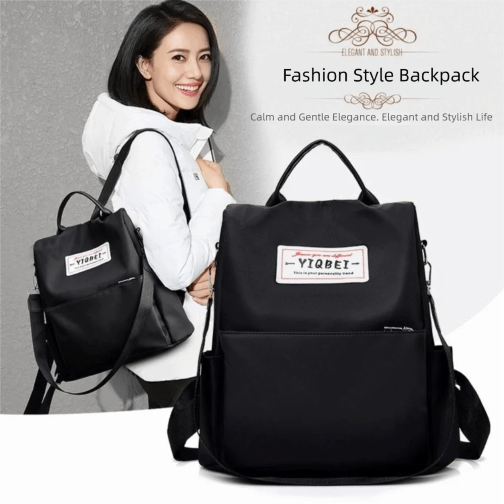 High Capacity Waterproof Oxford Backpack Solid Color Anti-theft Casual Rucksack Versatile Lightweight Shoulder Bag For Women
