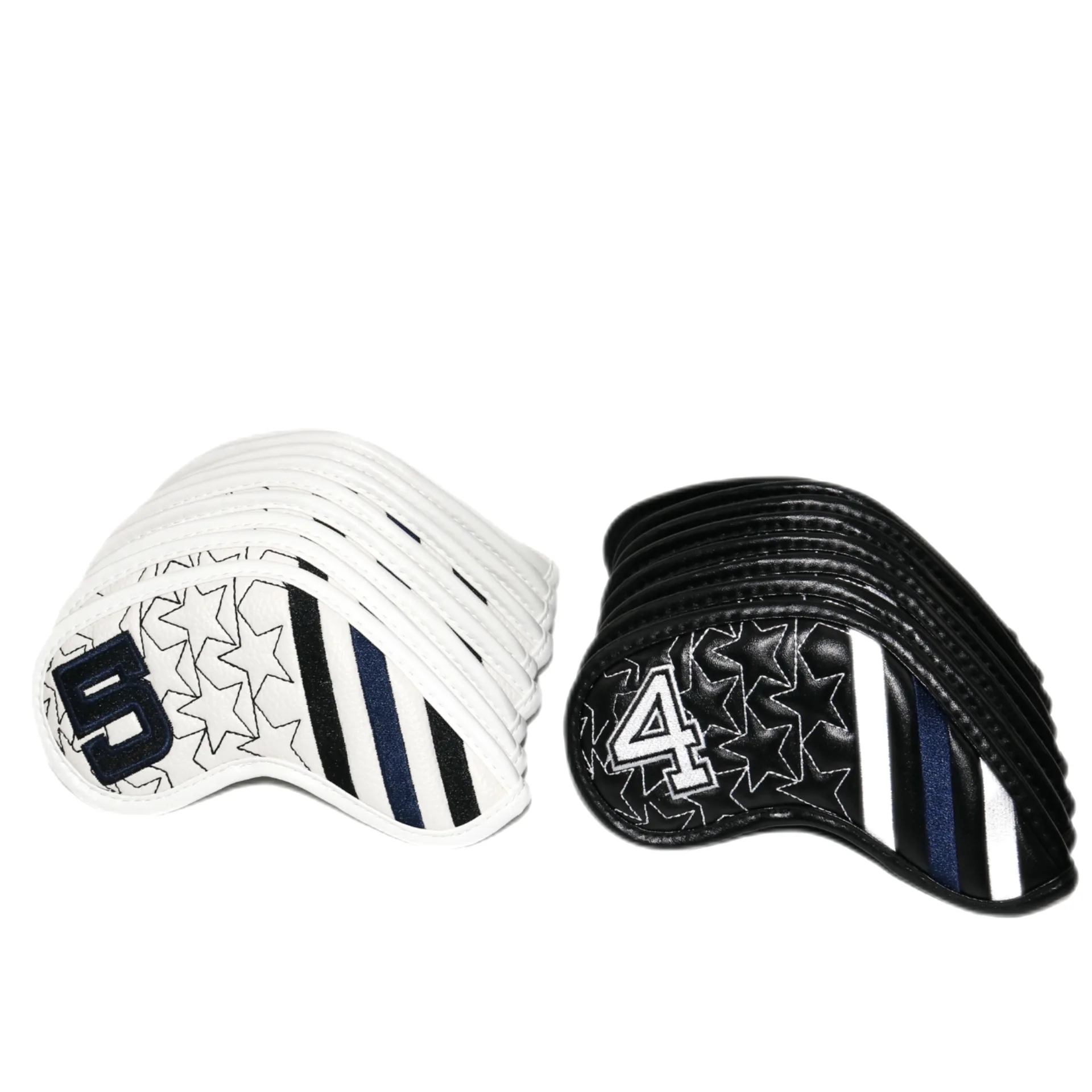 Golf Iron Headcovers Black White Star Pattern, Golf Club Head Protector, Golf Accessories In Stock