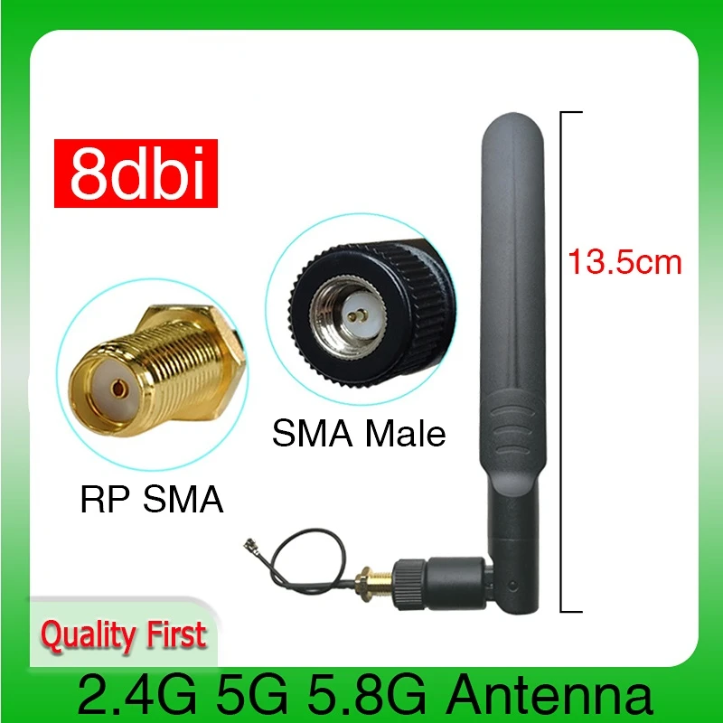 Griwi 2.4GHz 5.8Ghz wifi Antenna pbx  Dual Band 8dBi SMA Male Connector wi fi 2.4 IOT 5.8G Antena 21cm RG178 Pigtail Cable