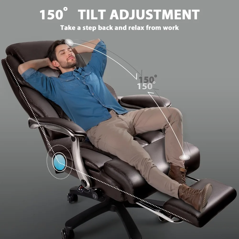 كرسي مكتب كبير وطويل - كرسي تنفيذي مريح ذو سعة 600 رطل ​