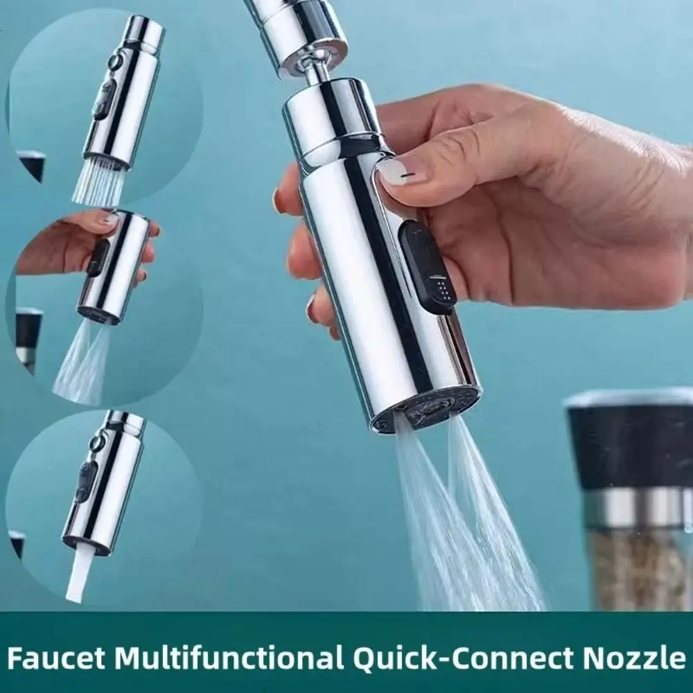 3 Modes Faucet Aerator Splash-proof 360 Degree Rotation Faucet Sprayer Adapter Universal Multi-function Faucet Extender Kitchen