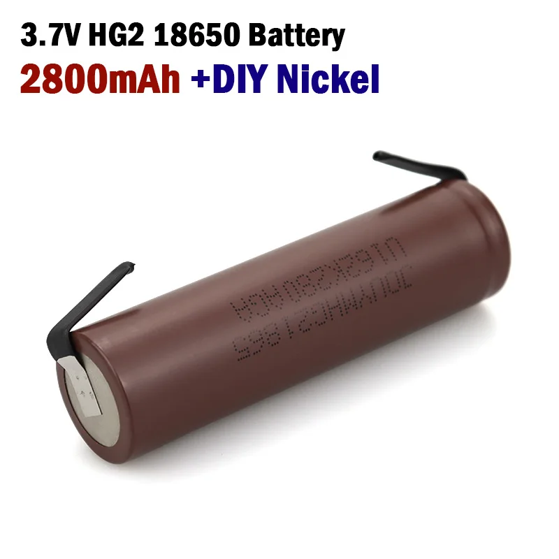 HG2 3.7V 18650 Battery for Screwdriver 18650 Rechargeable Li-ion Batteries High Current Discharge 30A Power Cell(Welding Nickel)