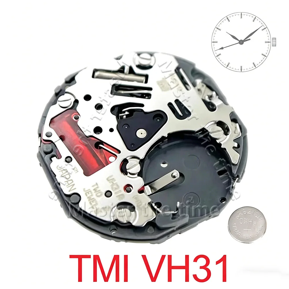 TMI VH31B Japanese Sweep Quartz Movement 3-Hand Precise Module 110 ½ Ligne Central Timing Unit for Watch Repair