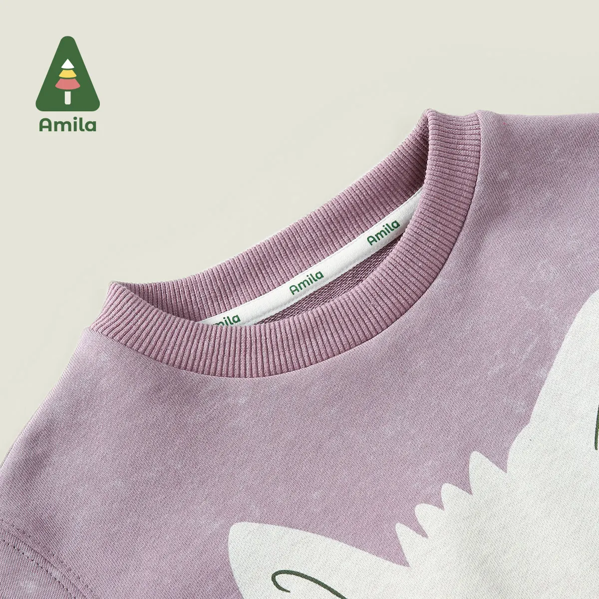 Amila Baby Sweatshirt 2024 Autumn New Boys And Girls Washing Effect Theme Printing Round Neck Soft Loose Casual Children‘s Tops