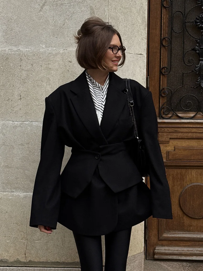 

Marthaqiqi Fashion Women'S Pajamas Long Sleeve Sleepwear Sexy Turn-Down Collar Nightwear Waist Cincher Mini Dress Ladies Pajamas