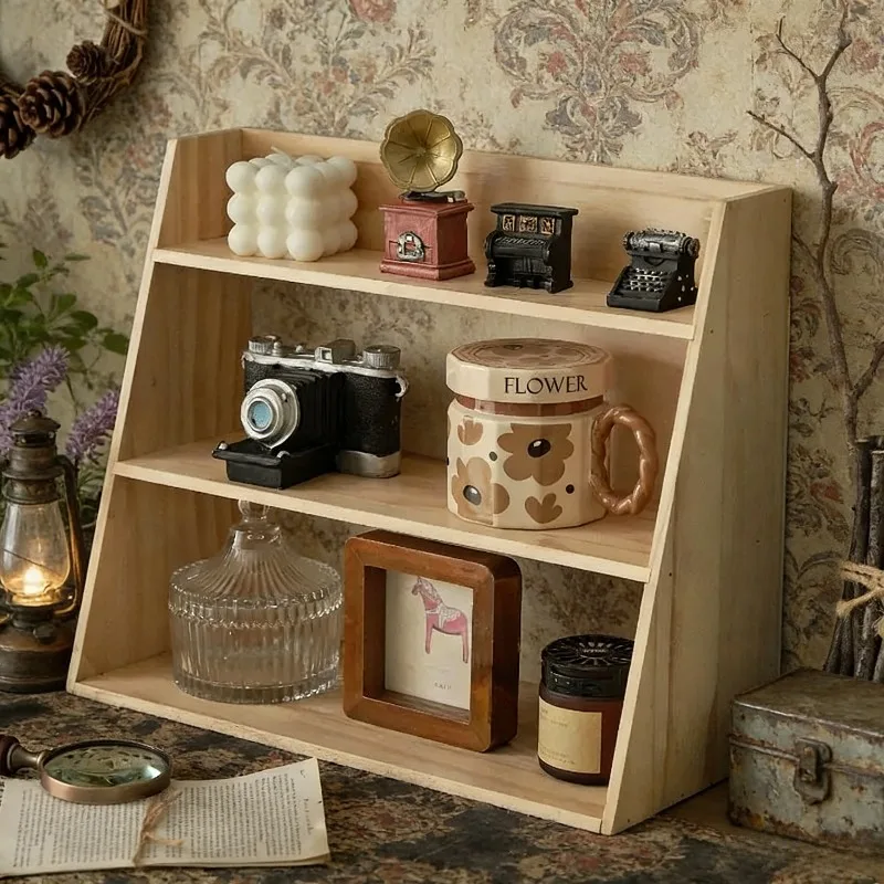 Kosmetik-Aufbewahrungsregal aus Massivholz & Proben-Aufbewahrungsbox Multifunktionaler Schminktisch-Organizer