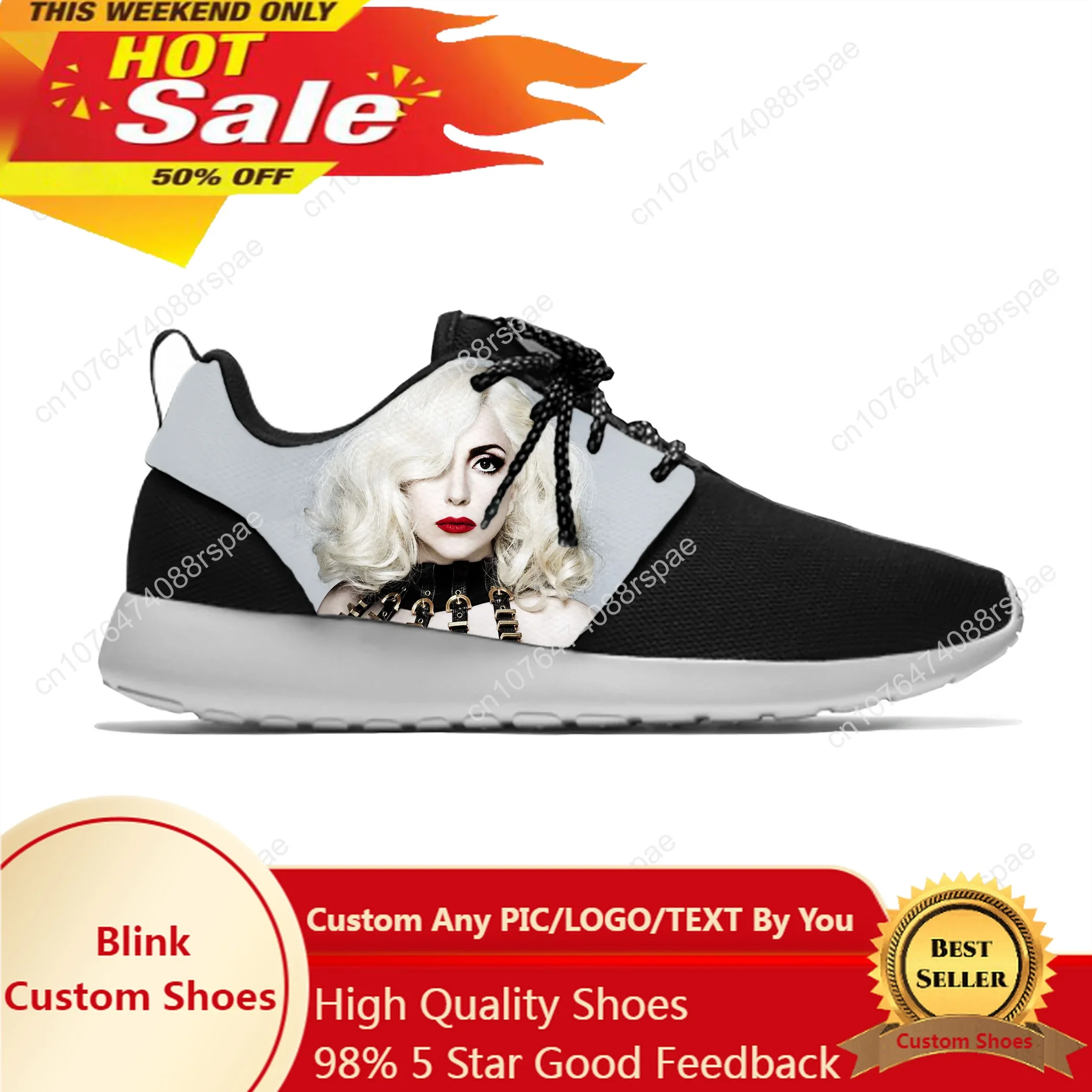 Music Pop Singer Lady Gaga Cute Fashion Popular Sport Running Shoes Casual Breathable Lightweight 3D Print Men Women Sneakers